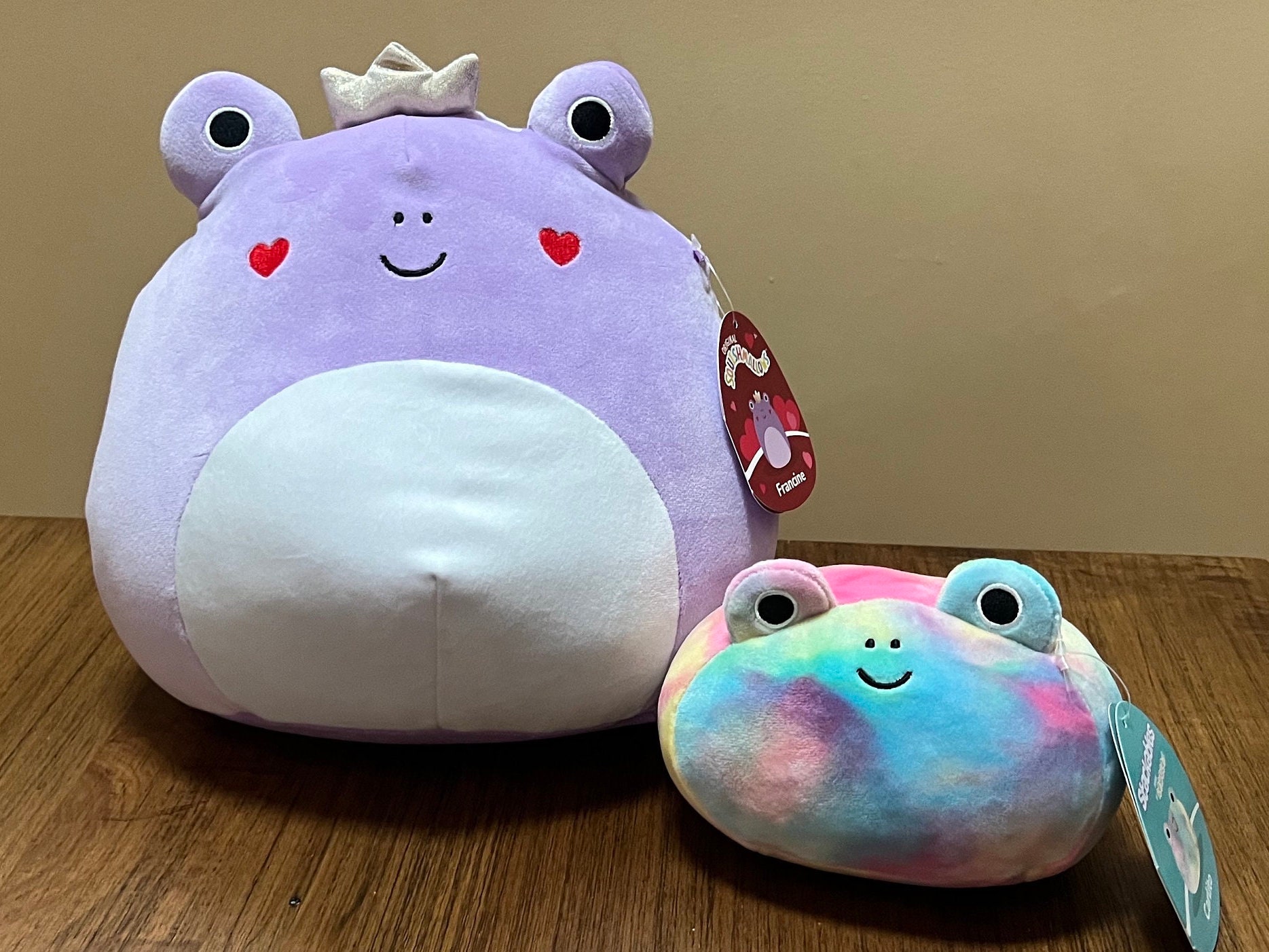 New Squishmallow 5 Carlito Tie Dye Stackable Frog and 11-12 Purple