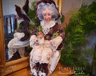 OOAK Woodland Witch Art Doll: Handmade Collectible Fairy Elf