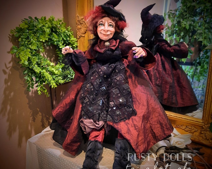 Witch - Art Doll - Witch Art Doll - Clay Art Doll - Witch Art Doll  - Handmade - Doll - Fantasy - OOAK Doll - Witch Doll - Halloween