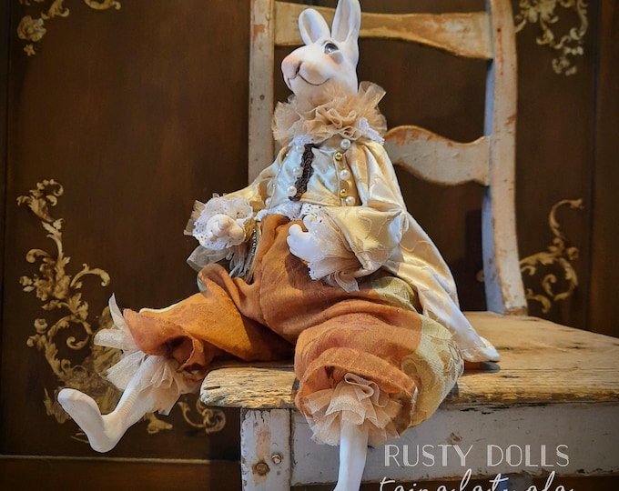 White Rabbit - Art Doll - Wonderland Doll -  Rabbit Doll - Wonderland - Hand Sculpted Doll - OOAK Doll - Rabbit Art Doll - Wonderland Rabbit