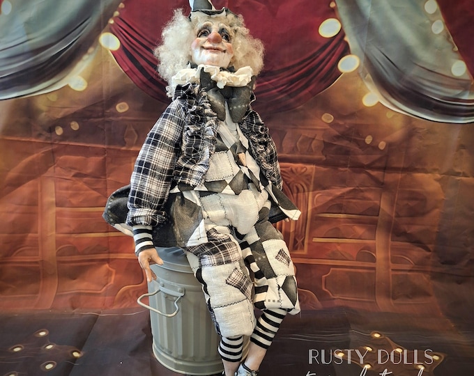 OOAK Clown Art Doll, Handmade, Circus Clown, Collectible