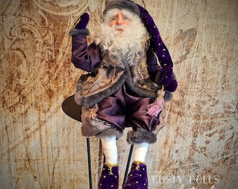 Handmade Santa Art Doll, Father Christmas, Winter Decor