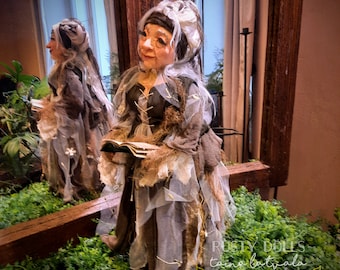 Woodland Witch Art Doll: Handmade OOAK Fairy Elf Doll