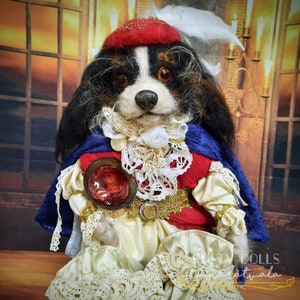 King Charles II - Handmade Art Doll -  King Charles - King Charles Spaniel - Art Doll - Hand Felted Doll - Dog Doll - Cavalier King Charles