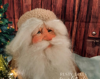 Woodland Santa - Santa Claus - Art Doll - Doll - Father Christmas - Christmas Art Doll - Christmas Decor - Winter Decor - Polymer Clay