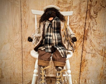 Reserved - Newfoundland Dog - Handmade Art Doll - Hand Felted Doll