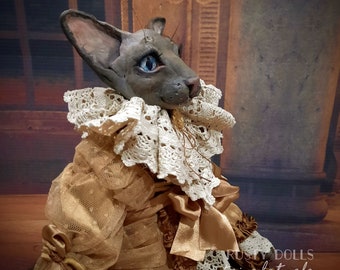Reserved to Brad- Oriental Cat Doll - Cat In Boots - Handmade Art Doll -  Musketeer Cat - Musketeer - Art Doll - Cat Doll - Cat Art Doll