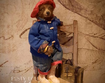 OOAK Needle Felted Teddy Bear Art Doll: Vintage Style Collectible