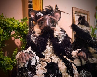 Cat Art Doll - Halloween Doll - Cat Doll - Fine Art Doll - Art Doll - Unique Doll - Art - Collectible Doll - Halloween - Handmade Art Doll