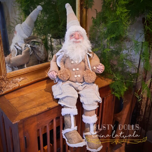 Handmade Scandinavian Santa Art Doll, Father Christmas,