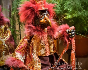 OOAK Crow Art Doll: Handmade Polymer Clay Fantasy Doll