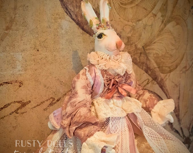 White Rabbit - Art Doll - Wonderland Doll -  Rabbit Doll - Wonderland - Hand Sculpted Doll - OOAK Doll - Rabbit Art Doll - Wonderland Rabbit