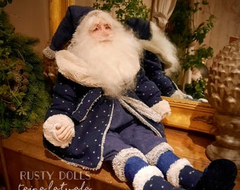 Handmade Santa Art Doll, Father Christmas, Winter Decor,