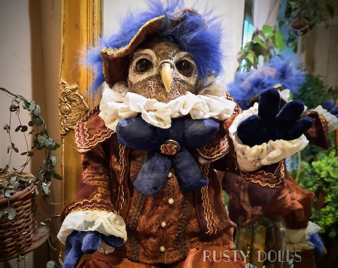 Owl Art Doll - Baroque Doll - Owl Doll - Fine Art Doll - Art Doll - Unique Doll - Art - Collectible Doll - Halloween - Handmade Art Doll