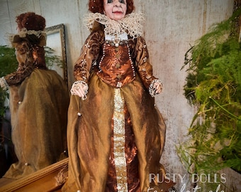 Witch - Art Doll - Fantasy Doll - Queen Elizabeth 1 - Witch Art Doll  - Handmade - Doll - Fantasy - Whimsical - OOAK Doll - Witch Doll -