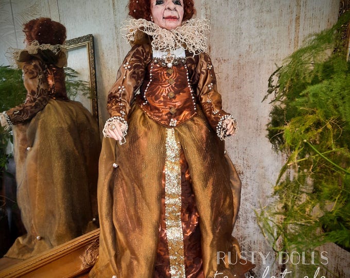 Witch - Art Doll - Fantasy Doll - Queen Elizabeth 1 - Witch Art Doll  - Handmade - Doll - Fantasy - Whimsical - OOAK Doll - Witch Doll -