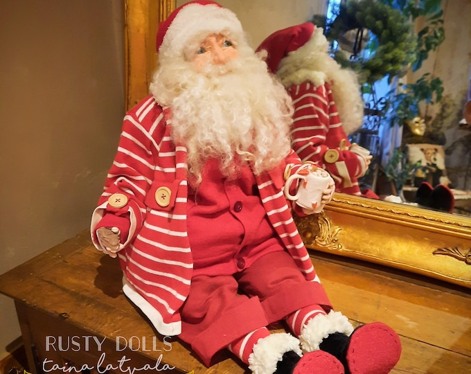 Handmade Santa Claus Art Doll,  Father Christmas, Winter Decor