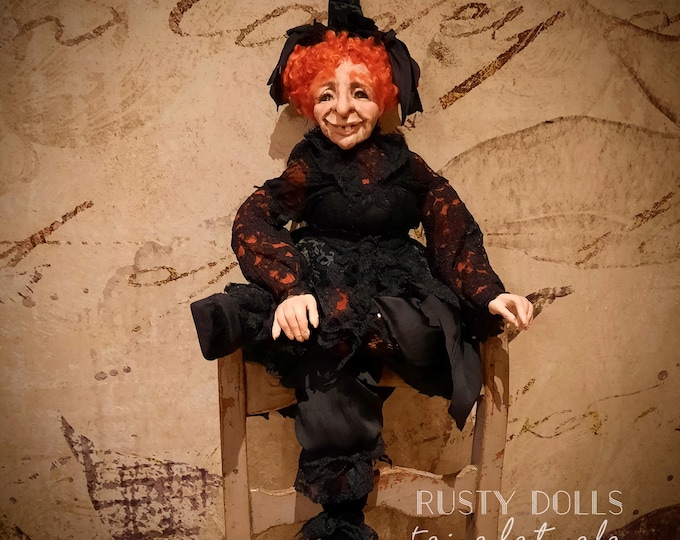 Witch - Art Doll - Witch Art Doll - Clay Art Doll - Witch Art Doll  - Handmade - Doll - Fantasy - OOAK Doll - Witch Doll - Halloween