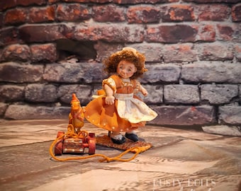 1:12 Scale - Miniature Art Doll – Hand-Sculpted Dollhouse Figure With Stand And Toy