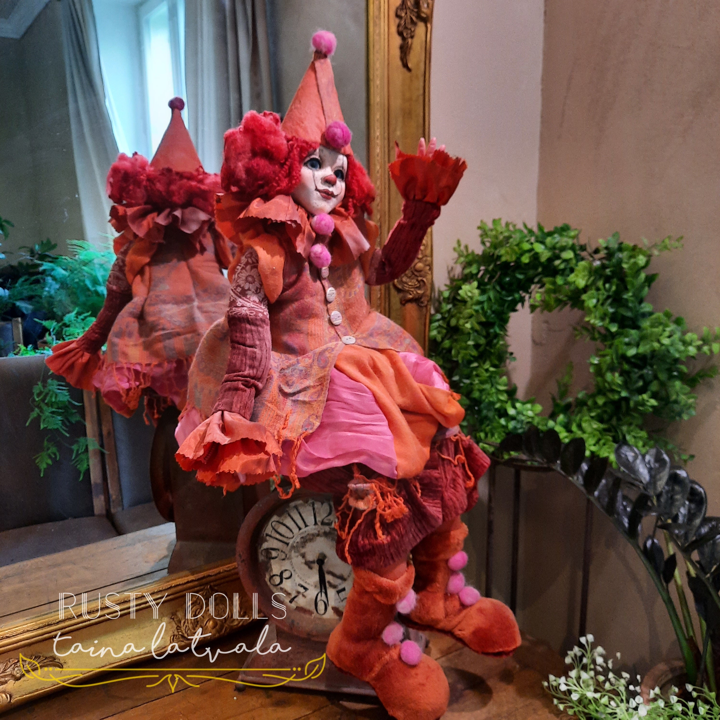 Clown Harlequin Jester Fine Art Doll Art Doll Unique Doll Polymer Clay Art Doll Collectible Doll Clown Doll OOAK Doll