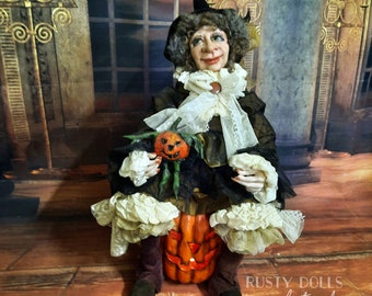 Reserved Witch 4th Payment - Art Doll - Fantasy Doll - Polymer Clay Doll - Witch Art Doll  - Handmae - Whimsical - OOAK Doll - Witch Doll -