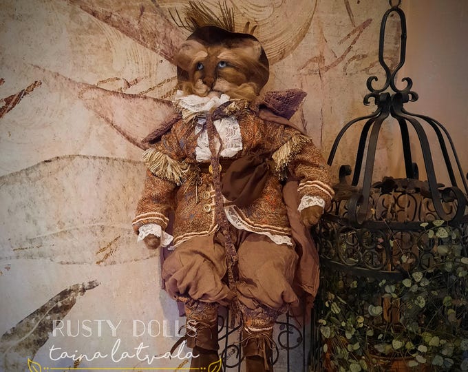 Cat In Boots - Handmade Art Doll -  Musketeer Cat - Musketeer - Art Doll - Hand Felted Doll - Cat Doll - Musketeer Doll - Felted Art Doll