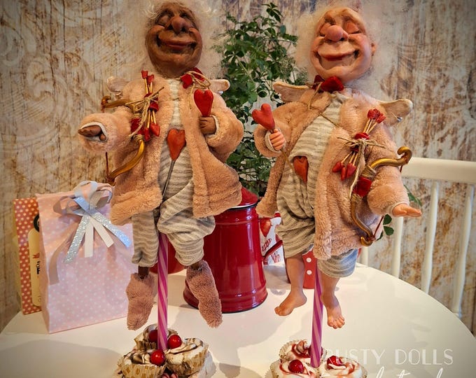 Handmade Cupid Art Doll – Valentine's Day Amor Decor