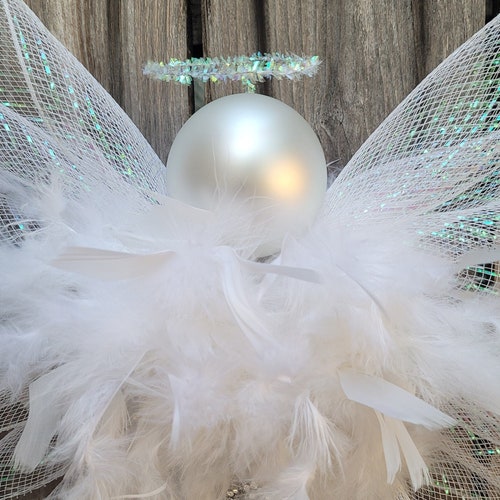 Deco Mesh Angel Tree Topper Ornament Silver Wreath Elegant - Etsy