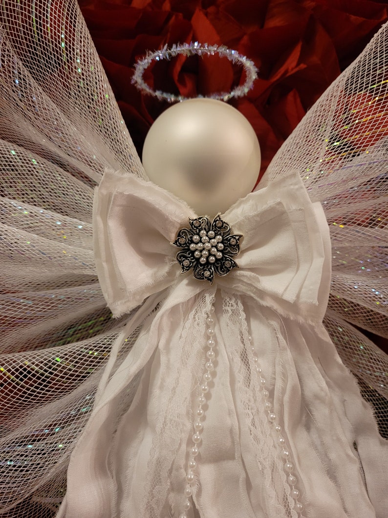 Deco Mesh Angel Rag Bow Angels White Angel Shabby Chic Decor Shabby ...