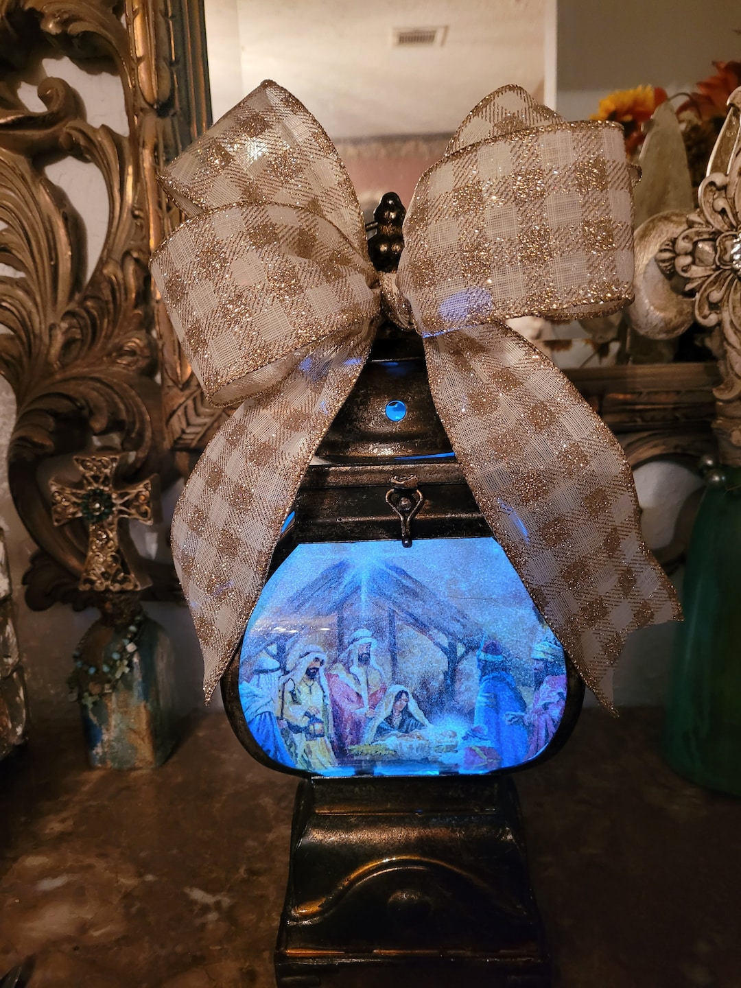 Christmas Lantern Nativity Lantern Jesus Decoupage Lantern Etsy