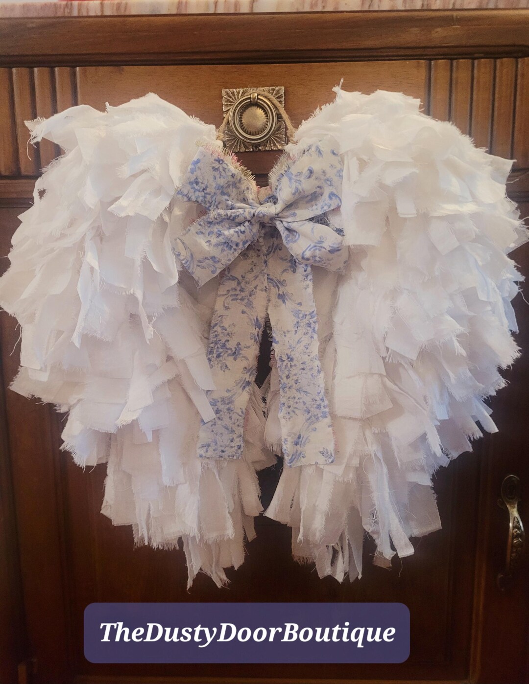 Shabby Chic Angel Wings Wreath: White Cloth Vintage Decor - Etsy