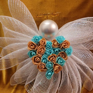 Weihnachtsengel Teal und Gold Dekor Gold Engel Baumspitze Friedhof Dekor Netz Engel Teal Kranz Goldkranz Ornament Engel Weihnachtsgeschenk