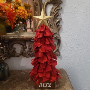 Red Sparkle Rag Christmas Tree: Rustic Holiday Decor