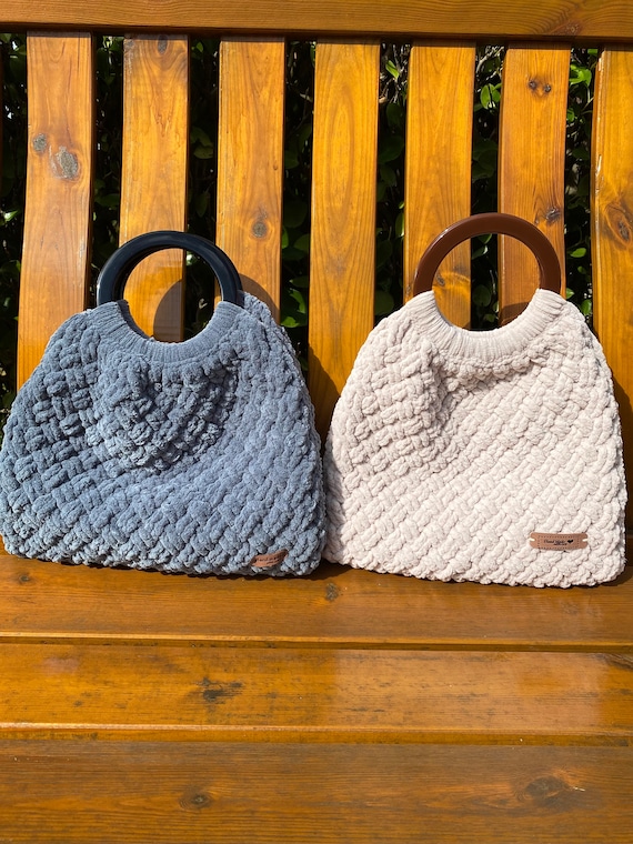Handmade Crochet Chenille Tote Bag: Celtic Weave Lined Handbag - Etsy