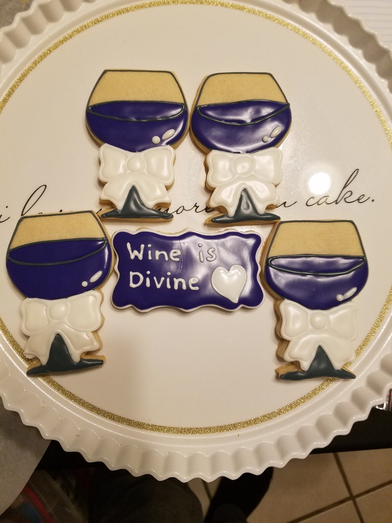 Wine Glass Sugar Cookies Decorated Cookieshomemade Image 0