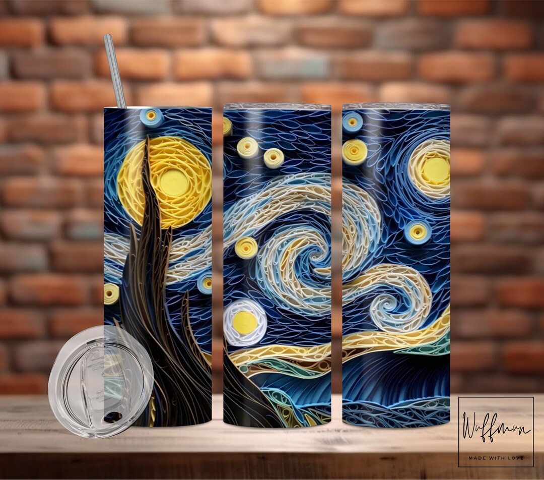 3D Paper Quilling Inspired Starry Night 20oz Sublimation Etsy