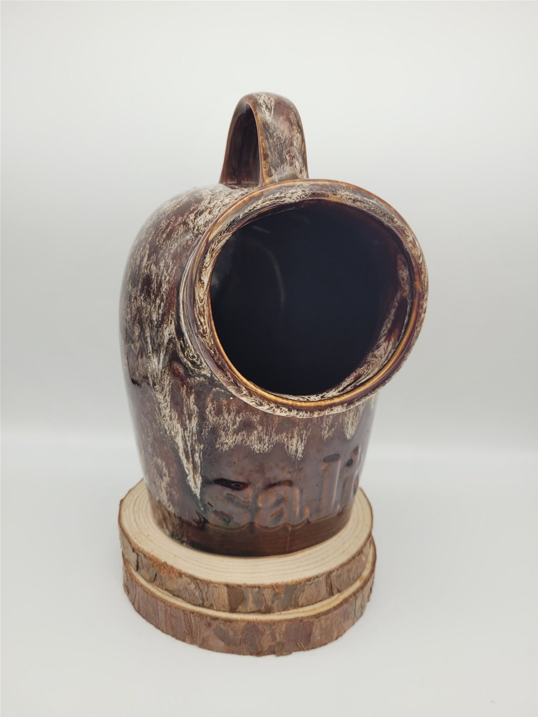 Large Vintage Kernewek Pottery of Cornwall Brown Glazed Salt Etsy