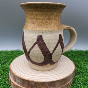 Vintage stoneware studio pottery large earthtone mug image 1