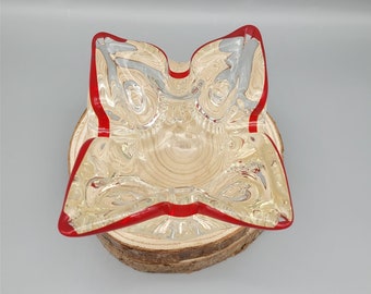 Vintage glass owl face butterfly bowl or ashtray