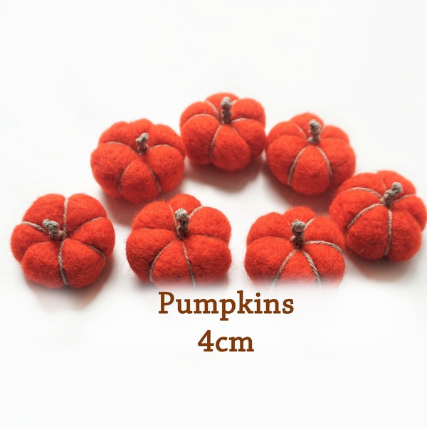 Felt Pumpkins Felt Beads Wool Pom Pom Pumpkins Wholesale Bulk Craft Decoration Pumpkins 4cm (1.57inch) (0.98 inch)