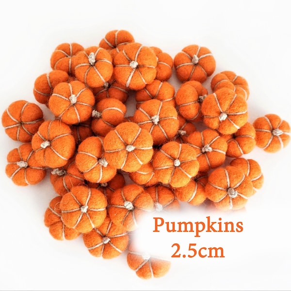 Felt Pumpkins Felt Beads Wool Pom Pom Pumpkins Wholesale Bulk Craft Decoration Pumpkins 2.5cm (0.98 inch)