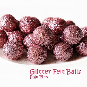 Pale Pink Glitter Balls Glitter Wool Felt Balls Glitter Felt Balls