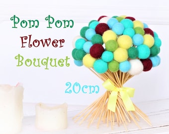 78pcs Mother day gift Felt Pom Pom Flowers Billy Ball Flowers Bridesmaid bouquet- Flower bouquet- neutral wool pom poms