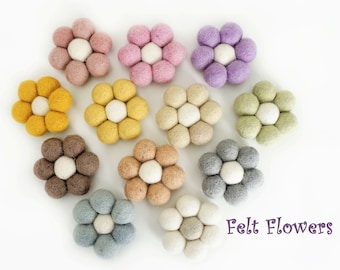 Flores de fieltro de lana hechas a mano: adornos artesanales, 6 cm