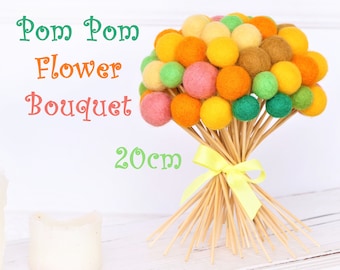 55pcs Mother day gift Felt Pom Pom Flowers Billy Ball Flowers Bridesmaid bouquet- Flower bouquet- neutral wool pom poms