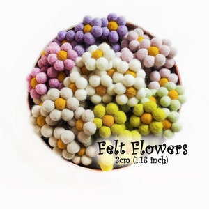 Fiori di feltro Perline di feltro Pom Pom di lana Stelle Commercio all'ingrosso Decorazione artigianale all'ingrosso Fiori 3 cm (1,18 pollici)