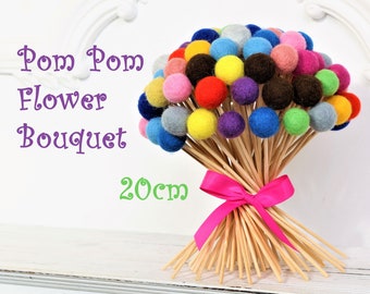 80pcs Mother day gift Felt Pom Pom Flowers Billy Ball Flowers Bridesmaid bouquet- Flower bouquet- neutral wool pom poms