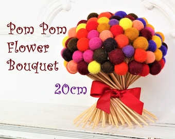 117pcs Mother day gift Felt Pom Pom Flowers Billy Ball Flowers Bridesmaid bouquet- Flower bouquet- neutral wool pom poms