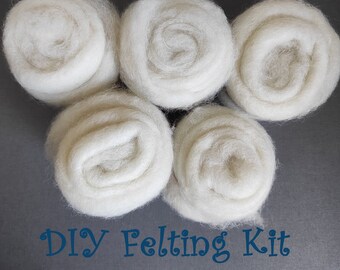 Kardad ull | Naturliga och djurfärger | Ullvadd | Nåltovningskit | DIY-tovningskit | Tovad amigurumi-kit, Tovningsull, Roving