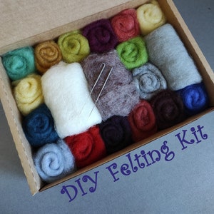 Needle Felting Starter Kit | DIY Felting Kit | Natural Colors | Wool Batting | Beginners Needle Felting Kit | Felt Amigurumi Kit